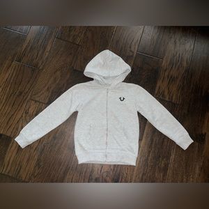 True Religion Boys Gray Zip-Up Hooded Hoodie Jacket Size 5, EUC